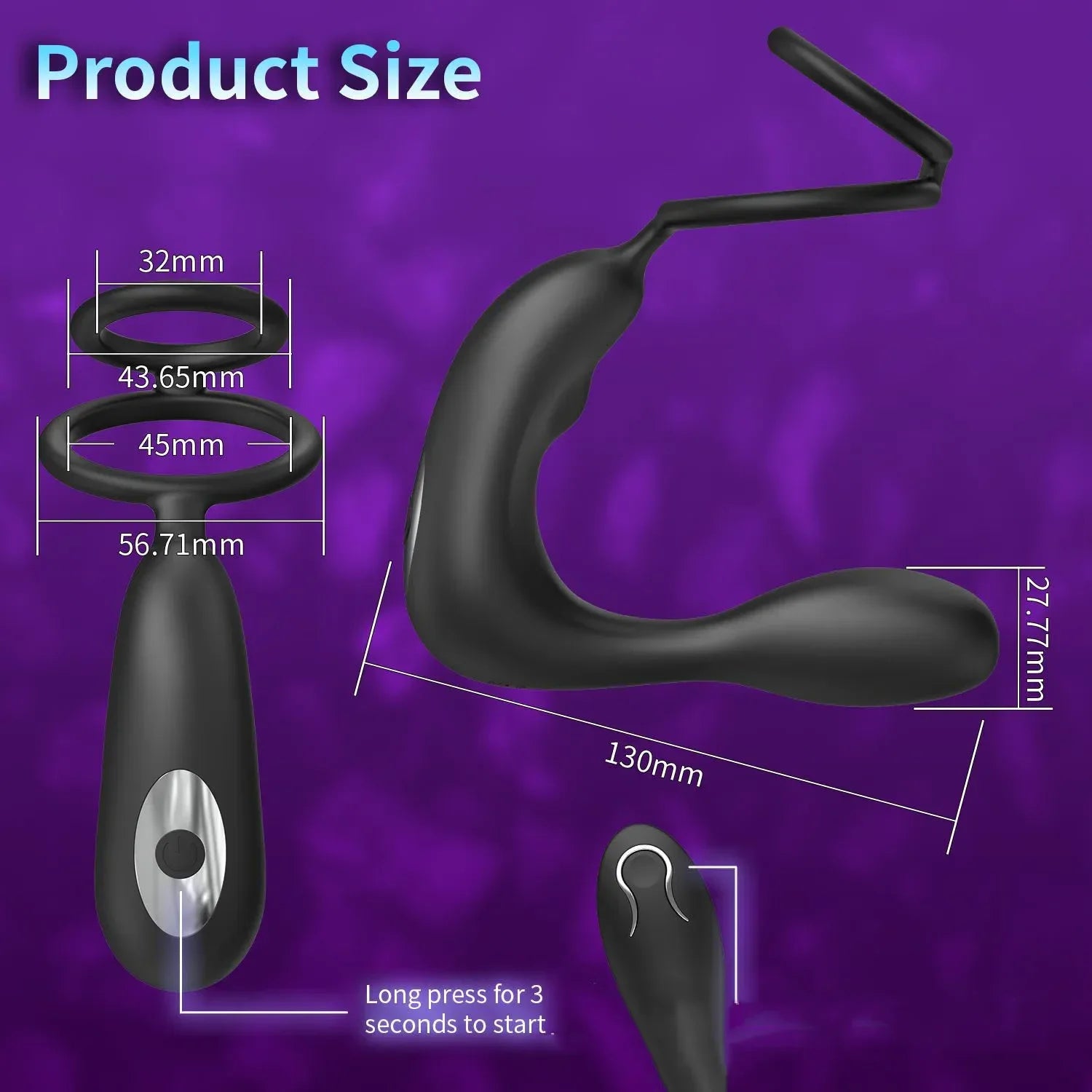 Male Prostate Massager Vibrating Anal Plug with Cock Ring Delay Ejaculation Masturbator Sex Toys Vibrator Anal Vibration for Man