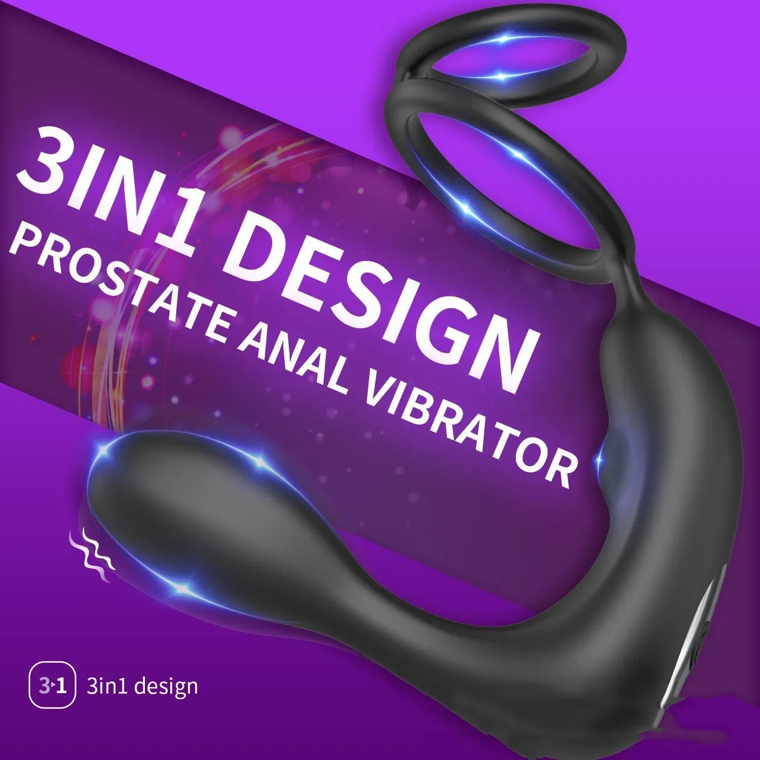 Male Prostate Massager with Vibration – Anal Plug with Cock Ring, Ejaculation Delay and Stimulator for Men