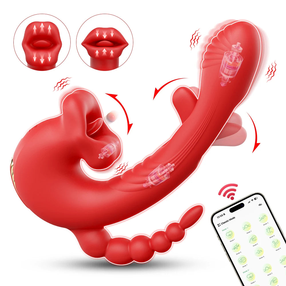 Dual Tongue Vibrator 10 Modes – Clitoral and Vagina Stimulator with Oscillating Vibration, 18+ Female Sex Toy