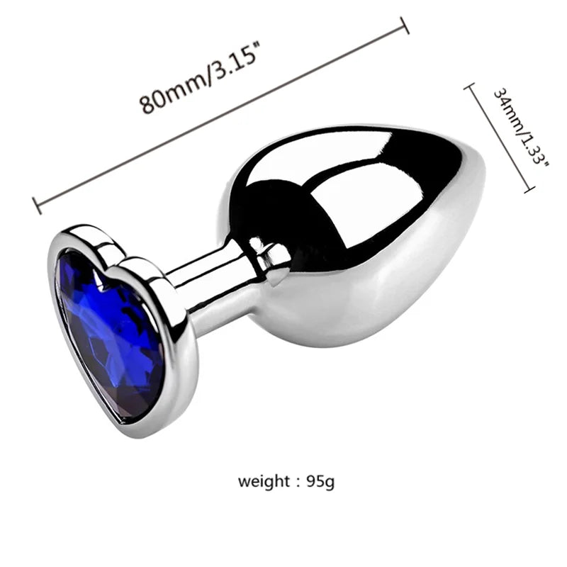 S/M/L Anal Plug Heart Metal Crystal Anal Plug for Women Removable Stainless Steel Butt Plug Men Stimulator Anal Sex Toys Dildo