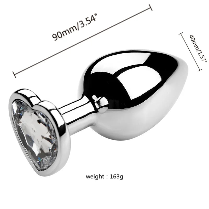 S/M/L Anal Plug Heart Metal Crystal Anal Plug for Women Removable Stainless Steel Butt Plug Men Stimulator Anal Sex Toys Dildo