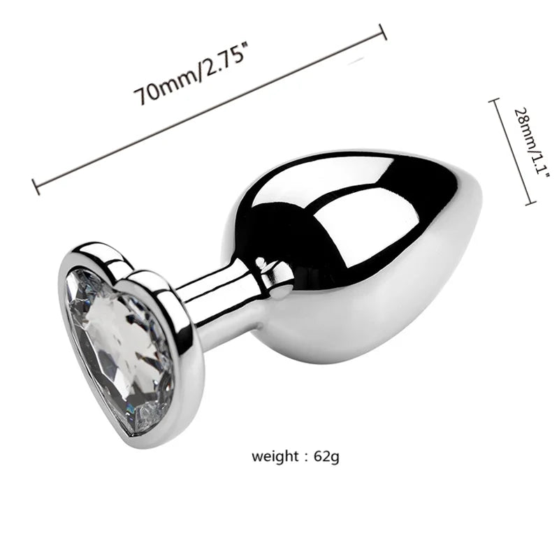 S/M/L Anal Plug Heart Metal Crystal Anal Plug for Women Removable Stainless Steel Butt Plug Men Stimulator Anal Sex Toys Dildo