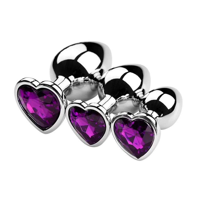 S/M/L Anal Plug Heart Metal Crystal Anal Plug for Women Removable Stainless Steel Butt Plug Men Stimulator Anal Sex Toys Dildo