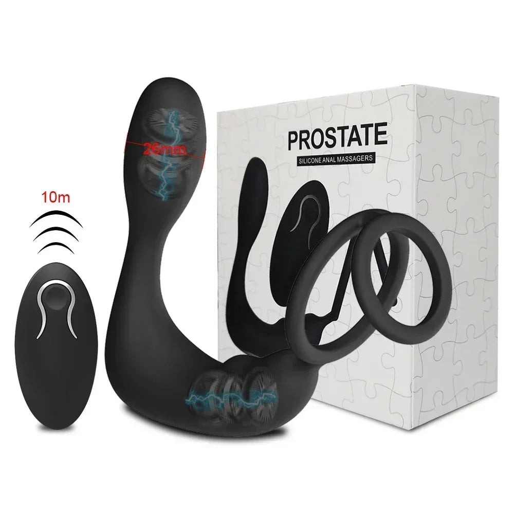 Male Prostate Massager with Vibration – Anal Plug with Cock Ring, Ejaculation Delay and Stimulator for Men