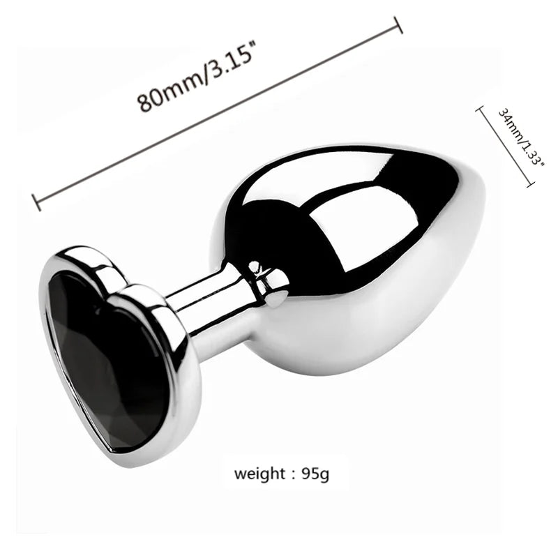 S/M/L Anal Plug Heart Metal Crystal Anal Plug for Women Removable Stainless Steel Butt Plug Men Stimulator Anal Sex Toys Dildo