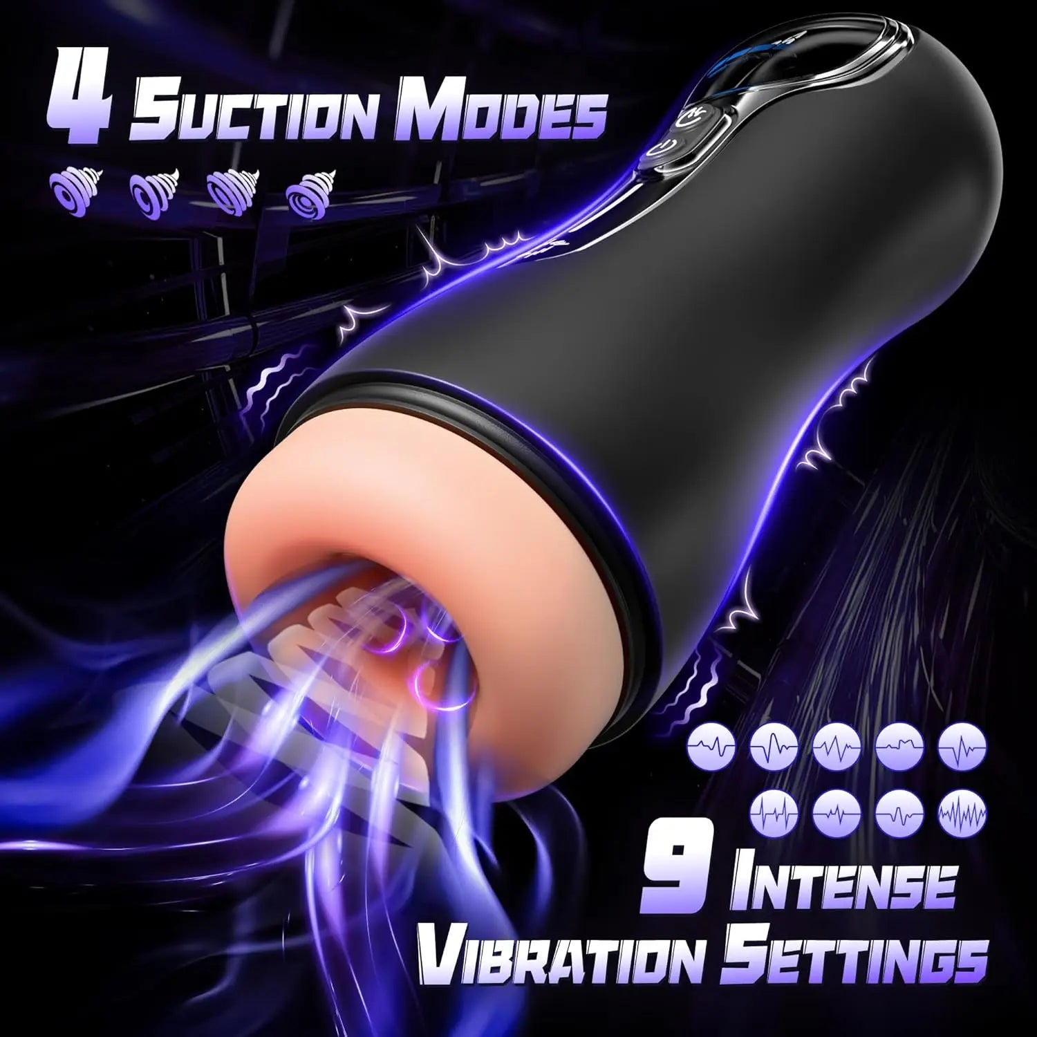 Male Masturbator Penis Pump Adult Sex Toys for 18 Men with 4 Sucking 9 Vibration Modes LED Display Pocket Pussy Realistic Vagina