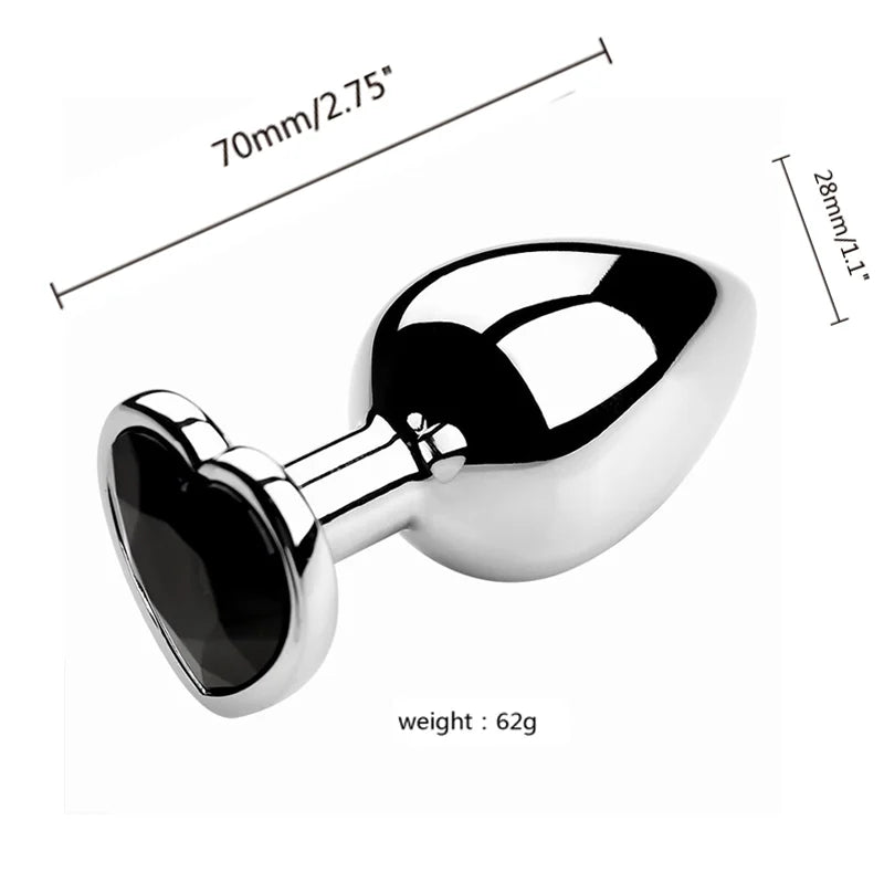 S/M/L Anal Plug Heart Metal Crystal Anal Plug for Women Removable Stainless Steel Butt Plug Men Stimulator Anal Sex Toys Dildo