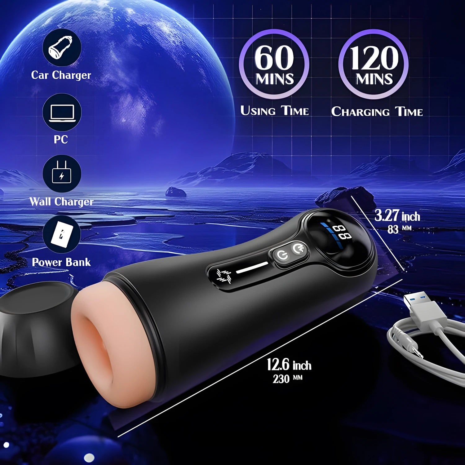 Male Masturbator Penis Pump Adult Sex Toys for 18 Men with 4 Sucking 9 Vibration Modes LED Display Pocket Pussy Realistic Vagina