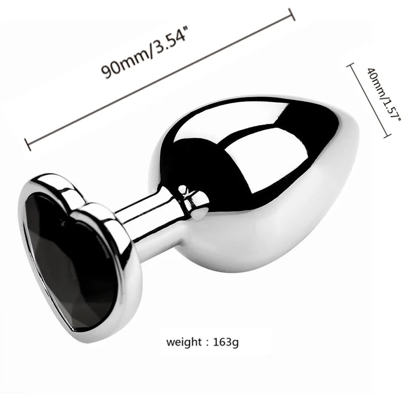 S/M/L Anal Plug Heart Metal Crystal Anal Plug for Women Removable Stainless Steel Butt Plug Men Stimulator Anal Sex Toys Dildo
