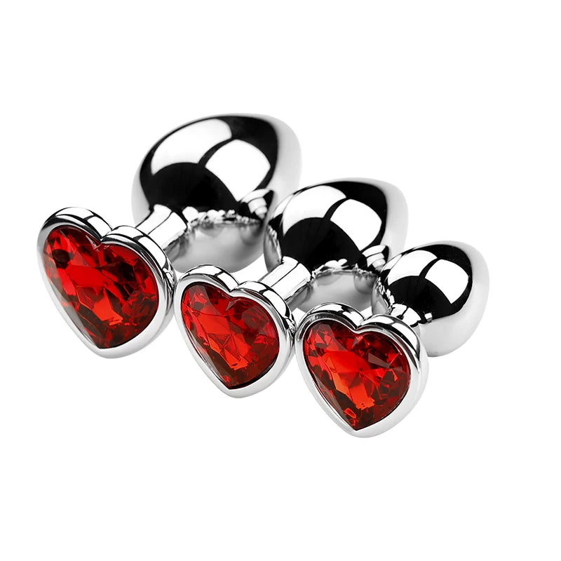 S/M/L Anal Plug Heart Metal Crystal Anal Plug for Women Removable Stainless Steel Butt Plug Men Stimulator Anal Sex Toys Dildo