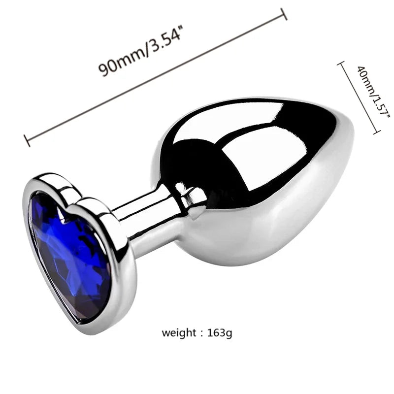 S/M/L Anal Plug Heart Metal Crystal Anal Plug for Women Removable Stainless Steel Butt Plug Men Stimulator Anal Sex Toys Dildo