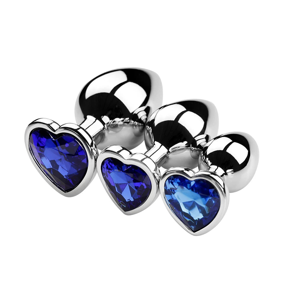 S/M/L Anal Plug Heart Metal Crystal Anal Plug for Women Removable Stainless Steel Butt Plug Men Stimulator Anal Sex Toys Dildo