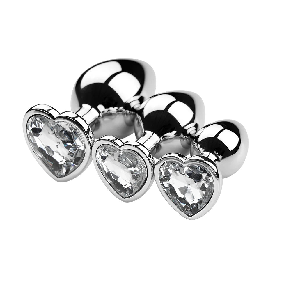 S/M/L Anal Plug Heart Metal Crystal Anal Plug for Women Removable Stainless Steel Butt Plug Men Stimulator Anal Sex Toys Dildo