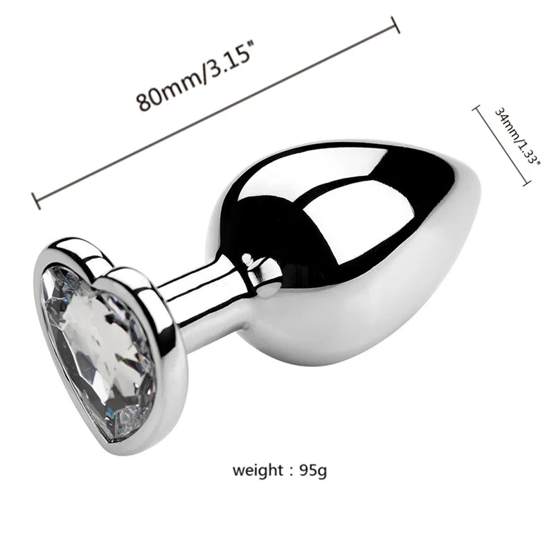 S/M/L Anal Plug Heart Metal Crystal Anal Plug for Women Removable Stainless Steel Butt Plug Men Stimulator Anal Sex Toys Dildo