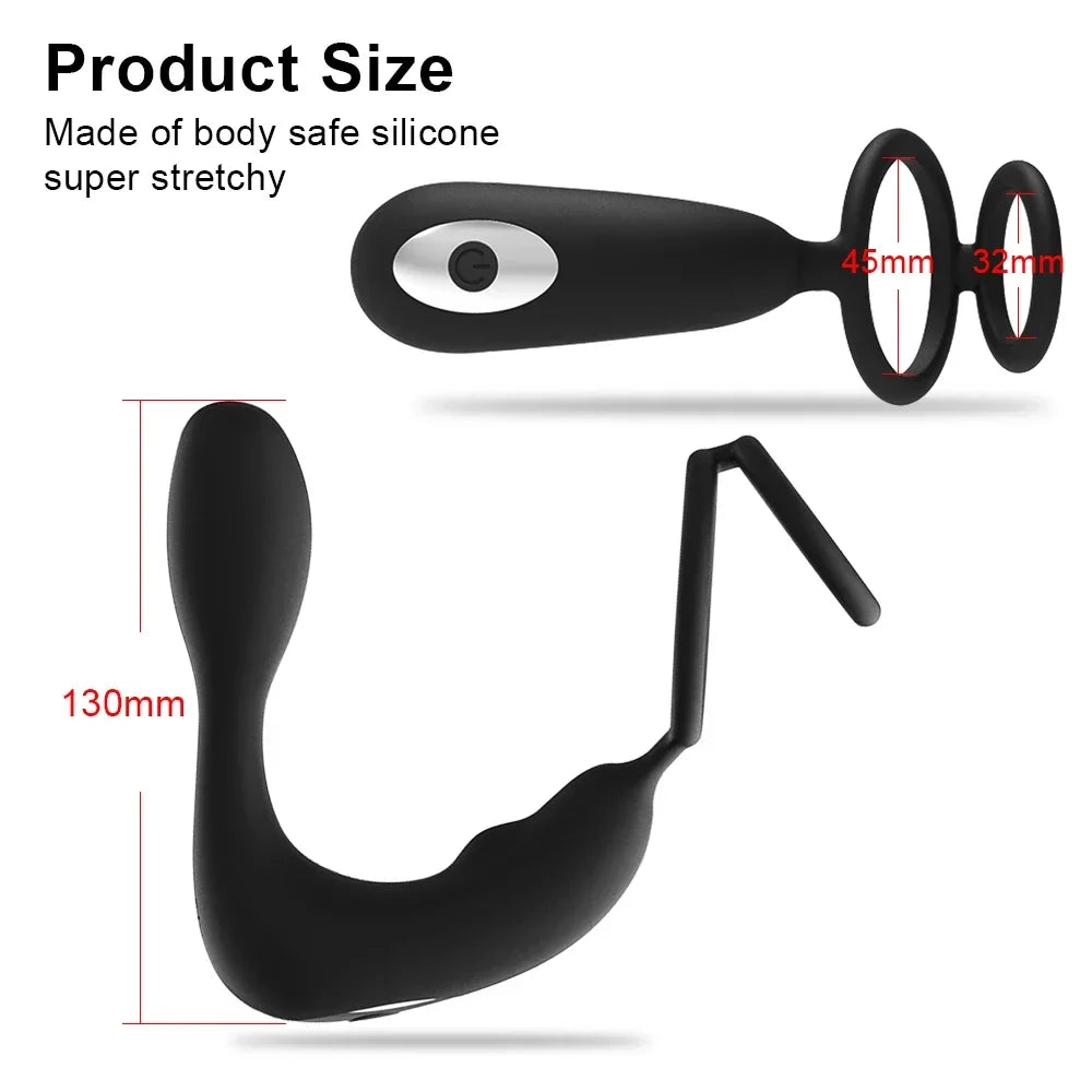 Male Prostate Massager with Vibration – Anal Plug with Cock Ring, Ejaculation Delay and Stimulator for Men
