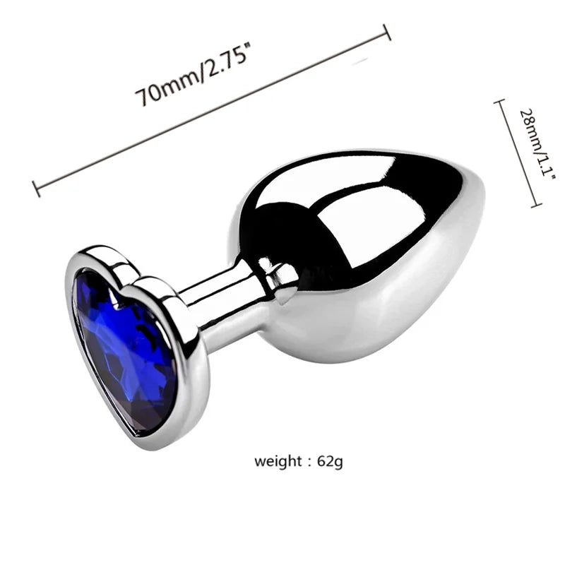 S/M/L Anal Plug Heart Metal Crystal Anal Plug for Women Removable Stainless Steel Butt Plug Men Stimulator Anal Sex Toys Dildo