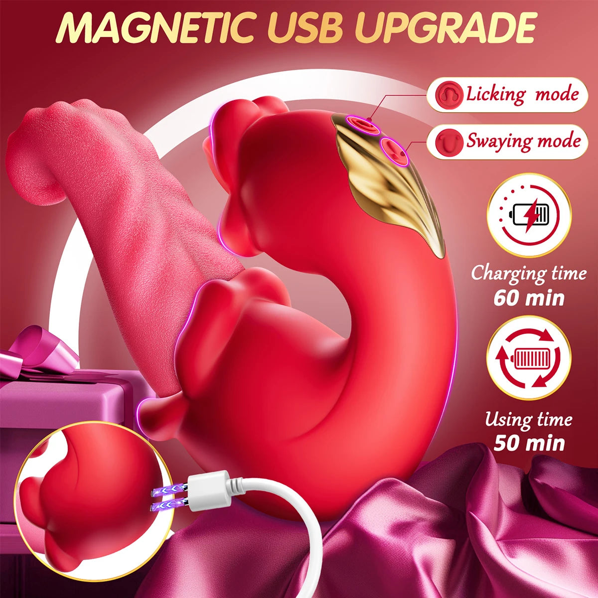 Dual Tongue Vibrator 10 Modes – Clitoral and Vagina Stimulator with Oscillating Vibration, 18+ Female Sex Toy