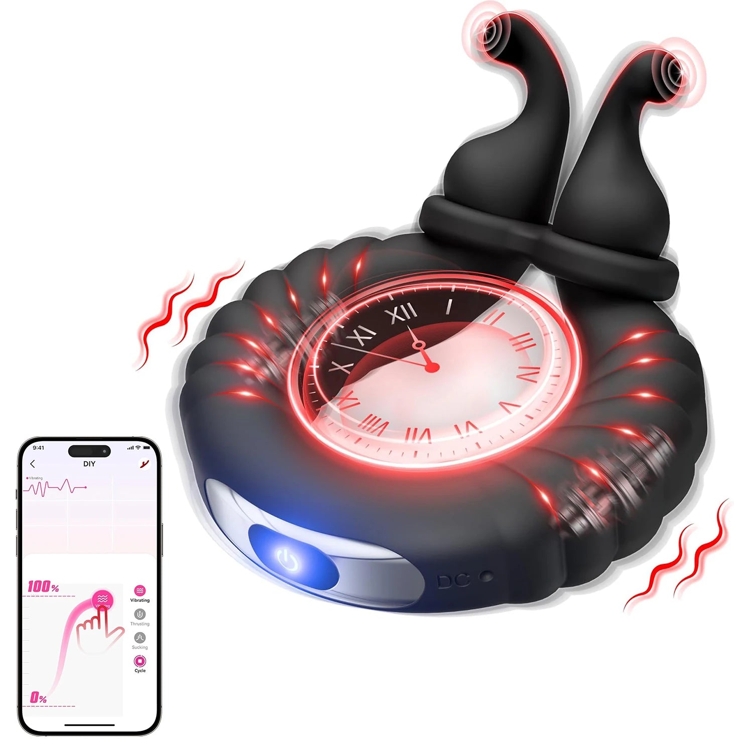 APP Bluetooth Controlled Cock Ring Vibrator Women's G-Spot Clitoral Stimulation Sex Toy Men's Penis Ring Adult Men's Couple Toy