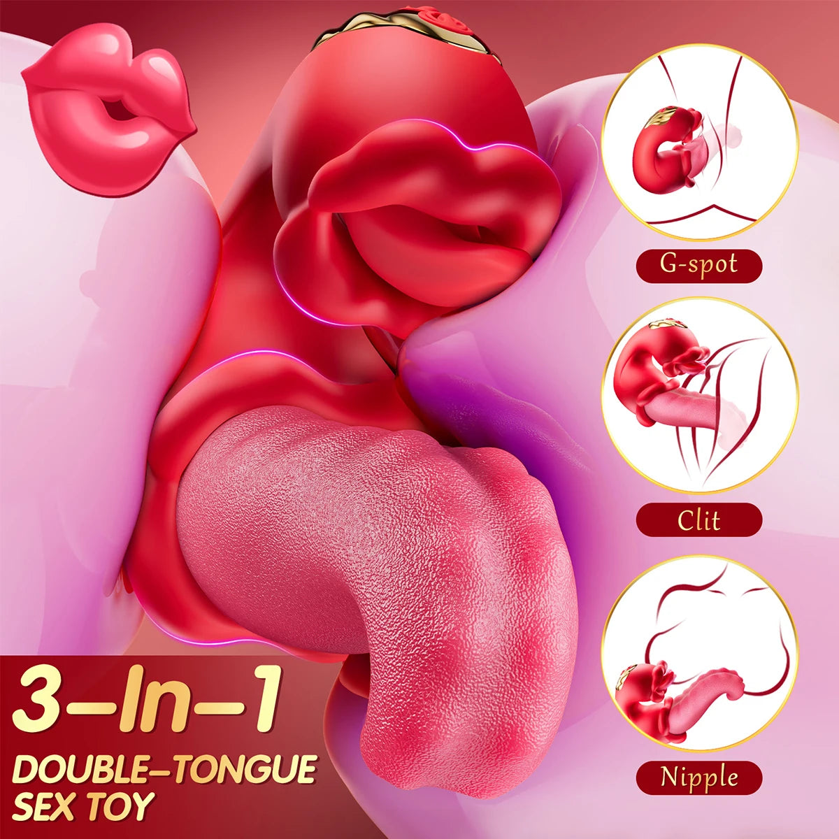 Double-Tongue Vibrator Adult Sex Toys for Women 10 Strong Licking Swing Vibration Clit Vagina Stimulator Female Masturbation 18+