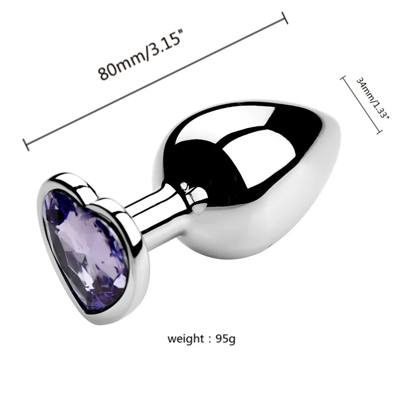 S/M/L Anal Plug Heart Metal Crystal Anal Plug for Women Removable Stainless Steel Butt Plug Men Stimulator Anal Sex Toys Dildo