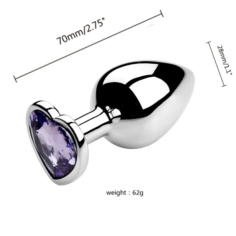 S/M/L Anal Plug Heart Metal Crystal Anal Plug for Women Removable Stainless Steel Butt Plug Men Stimulator Anal Sex Toys Dildo